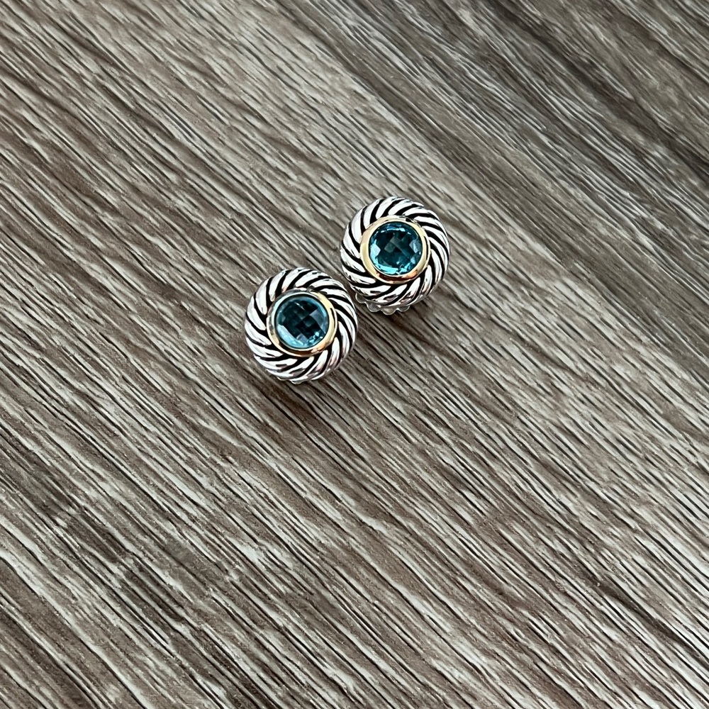 Blue‎ topaz earrings - Picture 2 of 8